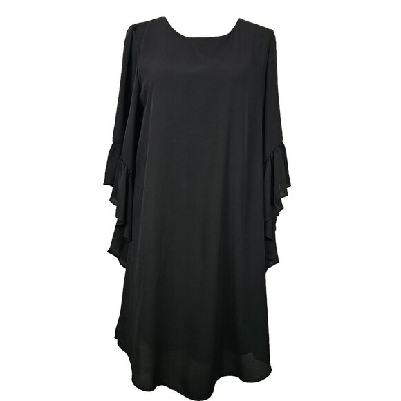 Whimsigoth Dark Academia Punk Rocker Flutter Sleeve Joseph Ribkoff Black 4 Top - Picture 1 of 14